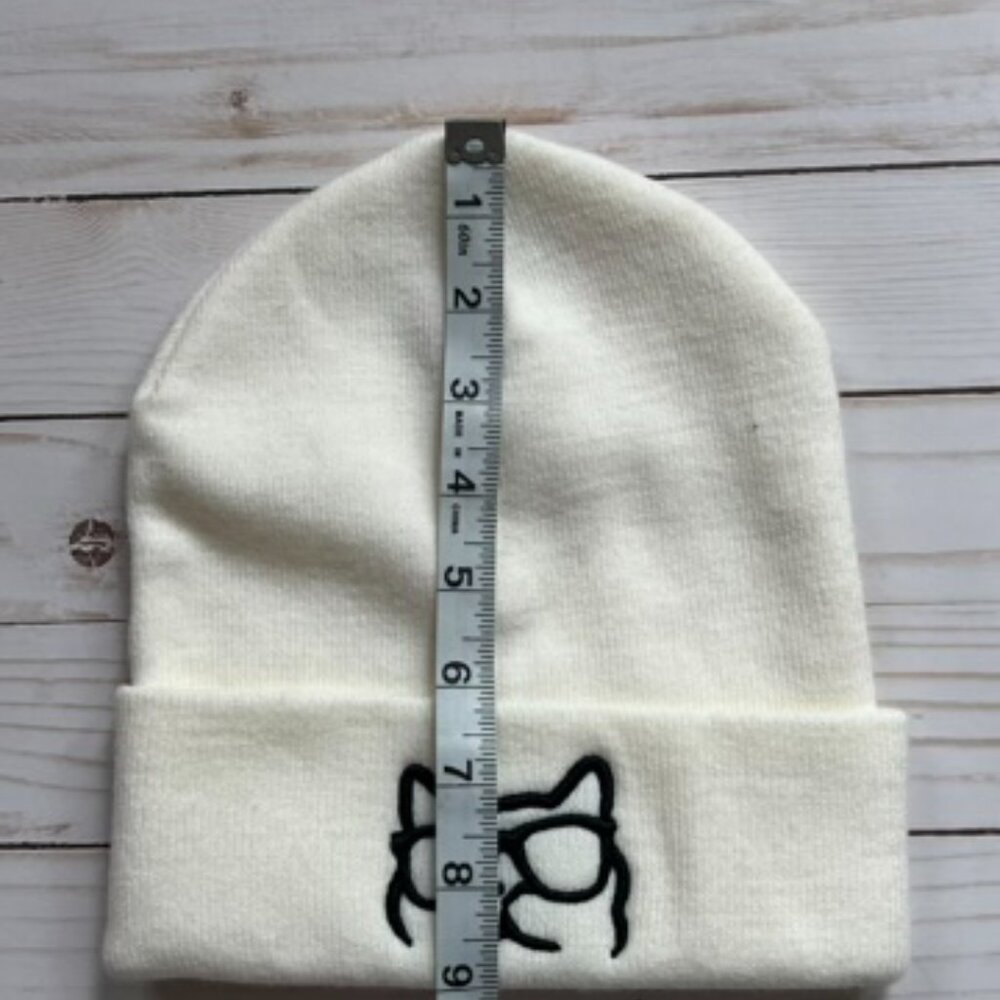 Catturd Beanie – Off White with Black Embroidery One Size - Picture 2 of 5